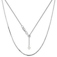 Sterling Silver Rhodium Plated Adjustable Box Chain Necklace, 0.8mm, 22\