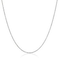 Sterling Silver Rhodium Plated Cable Chain Necklace, 0.6mm