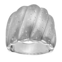 sterling silver graduated shell ridge design stardust finish ring