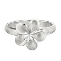 Sterling Silver With Rhodium Sandblast Finish Flower Ring