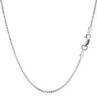 Sterling Silver Rhodium Plated Bead Chain Necklace, 1, 2mm