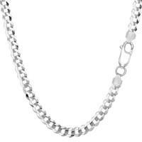 sterling silver rhodium plated curb chain necklace 47mm