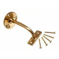 Stair Hand Rail Bracket Solid Polished Brass 3 Inch with Screws ( pack of 3 )