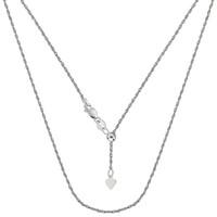 Sterling Silver Rhodium Plated Adjustable Rope Chain Necklace, 1.0mm, 22\