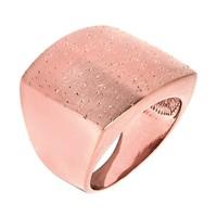 Sterling Silver With Rose Tone Graduated Square Type Stardust Finish Ring