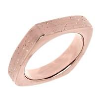 Sterling Silver With Rose Plating Square Look Design Stardust Finish Ring