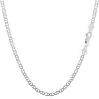 Sterling Silver Rhodium Plated Flat Mariner Chain Necklace, 2.8mm