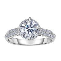 Sterling Silver With Round Center And Cubic Zirconia Engagement Ring