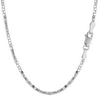 Sterling Silver Rhodium Plated Popcorn Rope Chain Necklace, 1, 8mm