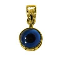 Sterling Silver - 18 Karat Gold Overlay Plated Greek Meandros Evil Eye - Diameter 10 mm