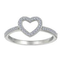 sterling silver open heart with cubic zirconia ring