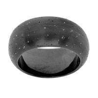 Sterling Silver With Ruthenium Plating Half Round Design Stardust Finish Ring