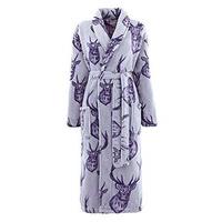 stag grey navy blue super soft fleece bath robe dressing gown with wai ...