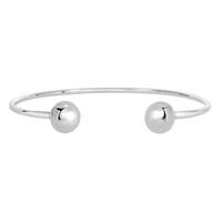 Sterling Silver Double Puffy Ball Ends Bracelet Cuff