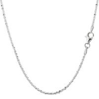 Sterling Silver Rhodium Plated Sparkle Chain Necklace, 2.2mm