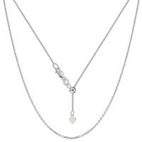 Sterling Silver Rhodium Plated Adjustable Cable Chain Necklace, 0.9mm, 22\