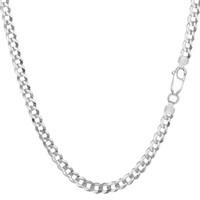 sterling silver rhodium plated curb chain necklace 37mm