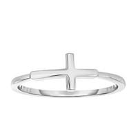 Sterling Silver Sideways Cross Ring