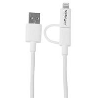 StarTech 1 m Apple Lightning/Micro USB to USB Cable for iPad - White