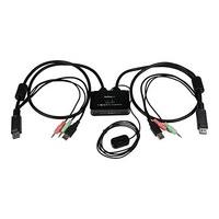 Startech 2 Port USB DisplayPort Cable KVM Switch with Audio, Remote Switch
