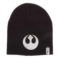 STAR WARS Unisex Embossed Rebel Logo Beanie Hat, Black, One Size