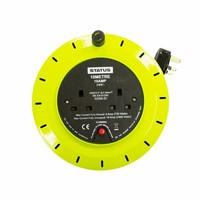 Status AA 10 m 10 A 2-Socket Cable Reel with Thermal Cut Out - Light Green, Pack of 1