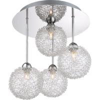 Stylish 4-Rod Chrome Ceiling Light with Unique Wire Mesh Shades