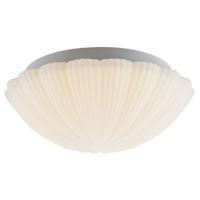 Stylish Ribbed Opal White Glass IP44 LED Powered Bathroom Ceiling Light Fitting