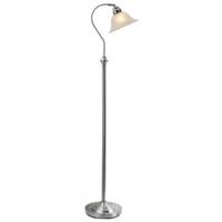 Stylish Brushed Chrome Standing Floor Lamp with Alabaster Glass