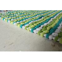 striped cotton green bath mats pom pom 50cm x 80cm 1ft 8 x 2ft 7