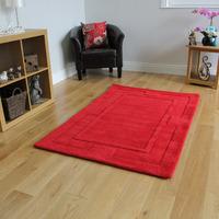 Stylish Vibrant Red Border Design Soft Wool Rug Elements 110x160cm