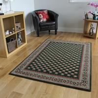 stylish green victorian bordered pattern rug kensington 120cm x 170cm  ...