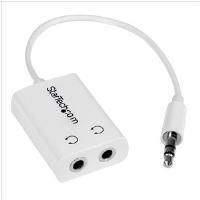 Startech.com Slim Mini Jack Headphone Splitter Cable Adapter - 3.5mm Male To 2x 3.5mm Female (white)