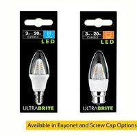 Status UltraBrite 3W Clear Warm White LED Candle Light Bulb