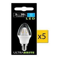 Status 5 PACK - UltraBrite 3W Small Edison Screw Clear Warm White LED Candle Light Bulb