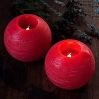 Striking LED candles Mona, set of 2, red, 12 cm