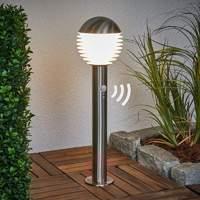 Stainless steel LED pillar lamp Ruben with sensor