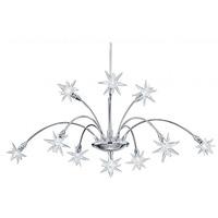 Stars 10 Lamp Chrome Pendant With Attractive Star Glass