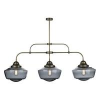 STO0310 Stowe 3 Light Pendant Ceiling Light In Smoked/Antique Brass