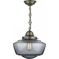 STO0110 Stowe 1 Light Antique Brass Smoked Glass Ceiling Pendant