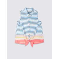 Striped Tie Front Top (3-14 Years)