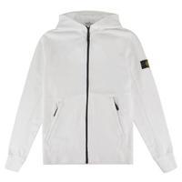 stone island junior boys logo hooded zip sweatshirt