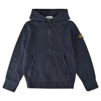 stone island junior boys logo hooded zip sweatshirt