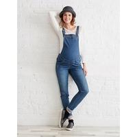 Straight Cut Maternity Dungarees stone