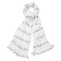 striped pom pom scarf