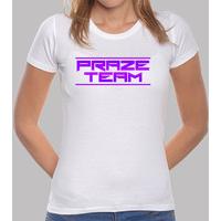 street t-shirt on white pearly purple top