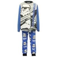 Star Wars boy 100% cotton Stormtrooper character print long sleeve top cuffed ankle trousers pyjamas - Blue