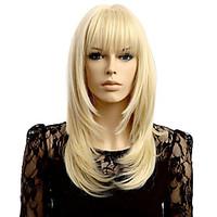 Straight Wave Blonde Synthetic Wigs Hair Wig Neat Bang Wigs Women\'s Hair Heat Resistant Synthetic Wigs
