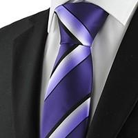 Striped White Purple Black Mens Tie Necktie Formal Wedding Holiday Gift KT1027