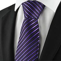 Striped Purple Black Golden Mens Tie Necktie Party Wedding Holiday Gift KT1051